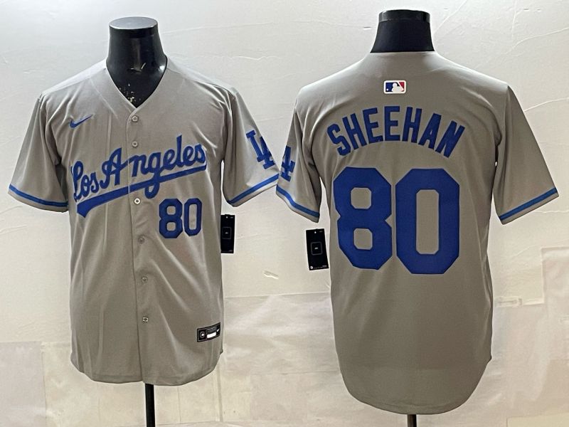 Men 2025 Los Angeles Dodgers #80 Sheehan Grey Game Nike MLB Jersey style 0011->los angeles dodgers->MLB Jersey
